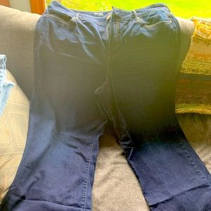 Wide legged, high rise, dark wash jeans. Size 20W
